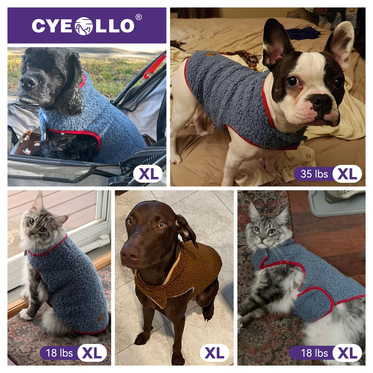cyeollo Warm Dog Coat Sherpa Dog Winter Coat, Reversible Fleece Dogs Jackets Sweater Vest for Small Medium Dogs Male with Leash Hole, Soft Cold Weather Pet Clothes, Khaki XL