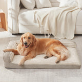 WINDRACING Orthopedic Dog Beds for Medium Dogs, Waterproof Egg Foam Dog Sofa Bed with L Bolster Sides, Washable Medium Pet Bed with Removable Cover & Non-Slip Bottom, 36 x 23 inch, Beige