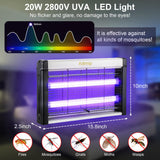 2 Pack Electric Bug Zapper, 20W 2800V Powerful Fly Insect Gnat Traps Fly Killers Catcher Repellent Mosquito UVA Light Electric Zapper for Indoor Home, 4 Extra Replacement Bulbs