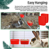 Zhehao 20 Pcs Bird Cage Cups Chicken Feeder Waterer Cups 18 oz Pigeon Feeder Plastic Poultry Wire Cage Hanging Rooster Chicken Water Bowl for Pet Bunny Gamefowl Poultry(Red)