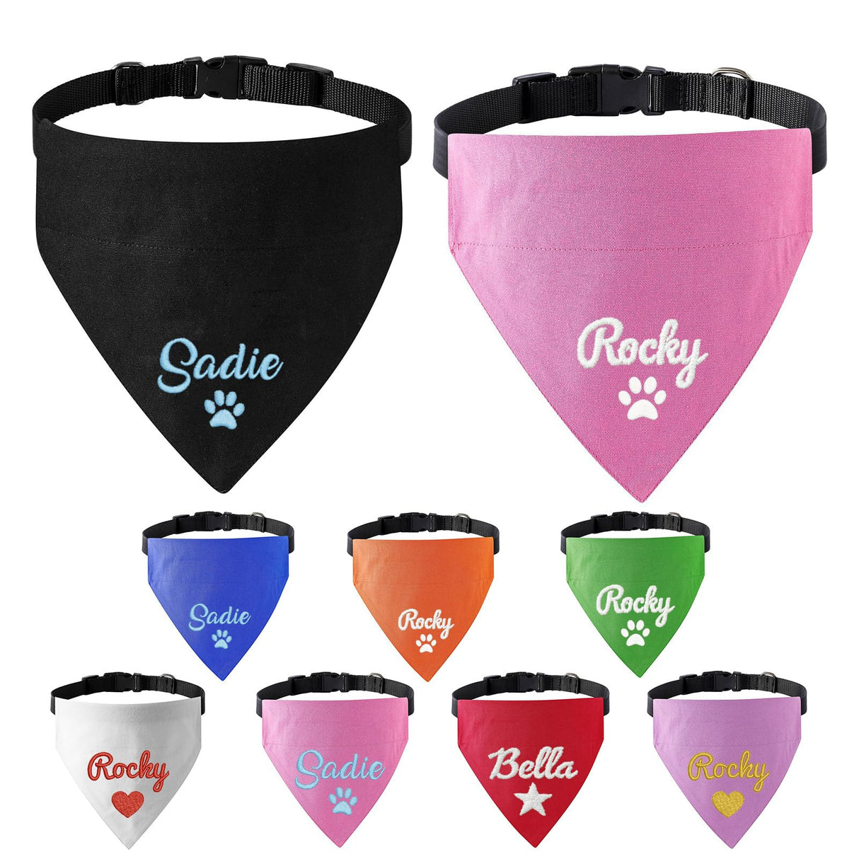 KOTAGI Custom Dog Scarf Embroidered Name, Personalized Dog Bandana for Small Medium Large Dogs, Anti-loosening Adjustable Dogs Birthday Bandana Cute Pet Costume Accessories