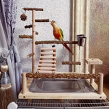GOVNPJ Bird Playground with Feeder Cups, Wooden Parrot Play Stand for Cockatiel, Parakeet