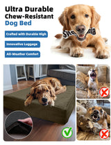 Sytopia Indestructible Dog Bed, 42" XL Chew Proof Dog Bed for Extra Large Dogs (90 lbs), Durable Waterproof Pet Bed, Chew Resistant Dog Crate Pad, Washable Cover, Indoor & Outdoor Use, Brown