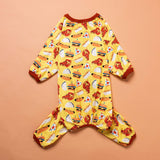 LovinPet Dog PJS Onesies for Giant Dogs, Post Surgery Shirt Dog, UV Protection, Yellow Hamburger Print, Lightweight Pullover Pet Pajamas, Pitbull Onesie, Pajamas for Pitbulls, Onesies for Dogs,2XL