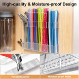 9.5” Large Acrylic Straw Holder for Cabinet Door, Reusable Adjustable Two-Part Straws Organizer with Ultra Sticky Adhesive Strips, 2026 Straw Storage for Kitchen Cupboard (Transparent)