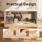 Hamster Cage Chewproof, 32" Wooden Guinea Pig Cage for Small Animals, Openable Top with Easy View Acrylic Panels for Hamster, Rabbit, Guinea Pig, Hedgehog(32" L x 15.7" W x 15.7" H)