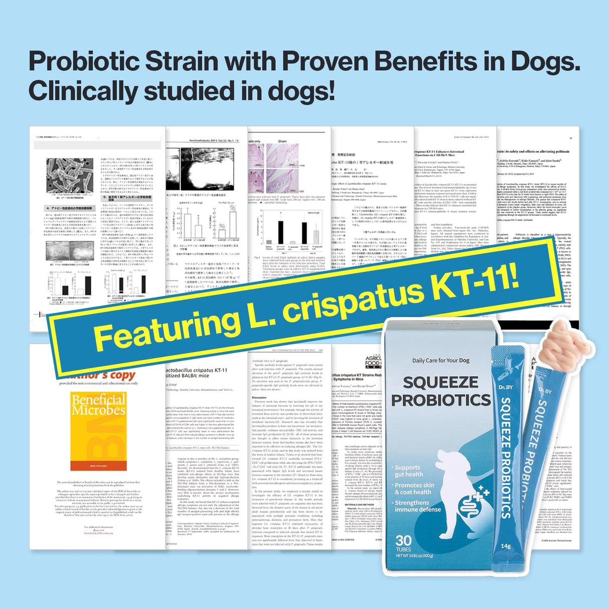 Doctor By Squeeze Probiotics for Dogs Gut Health Immunity Skin&Allergy Care Diarrhea Relief Digestive Stomach Support with L. crispatus KT-11 Lickable Paste Formula Individually Packaged, Chicken