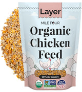 Mile Four Organic Chicken Feed – Layer Whole Grain, Non-GMO, USA Grown, 16% Protein, Corn-Free, Soy-Free, Non-Medicated Feed for Chickens, 2 lb Sample