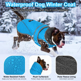 Dogcheer Dog Coat, Waterproof Dog Jacket Reflective Pet Winter Coat with Adjustable Hook & Loop, Christmas Puppy Fleece Jacket Warm Turtleneck Snowsuit for Small Medium Large Dogs - Sky Blue, L