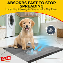 Load image into Gallery viewer, Glad for Pets Black Charcoal Puppy Pads, 23"x23" Disposable Training Pads That Absorb Urine &amp; Neutralize Odor with Activated Carbon - 100 Count
