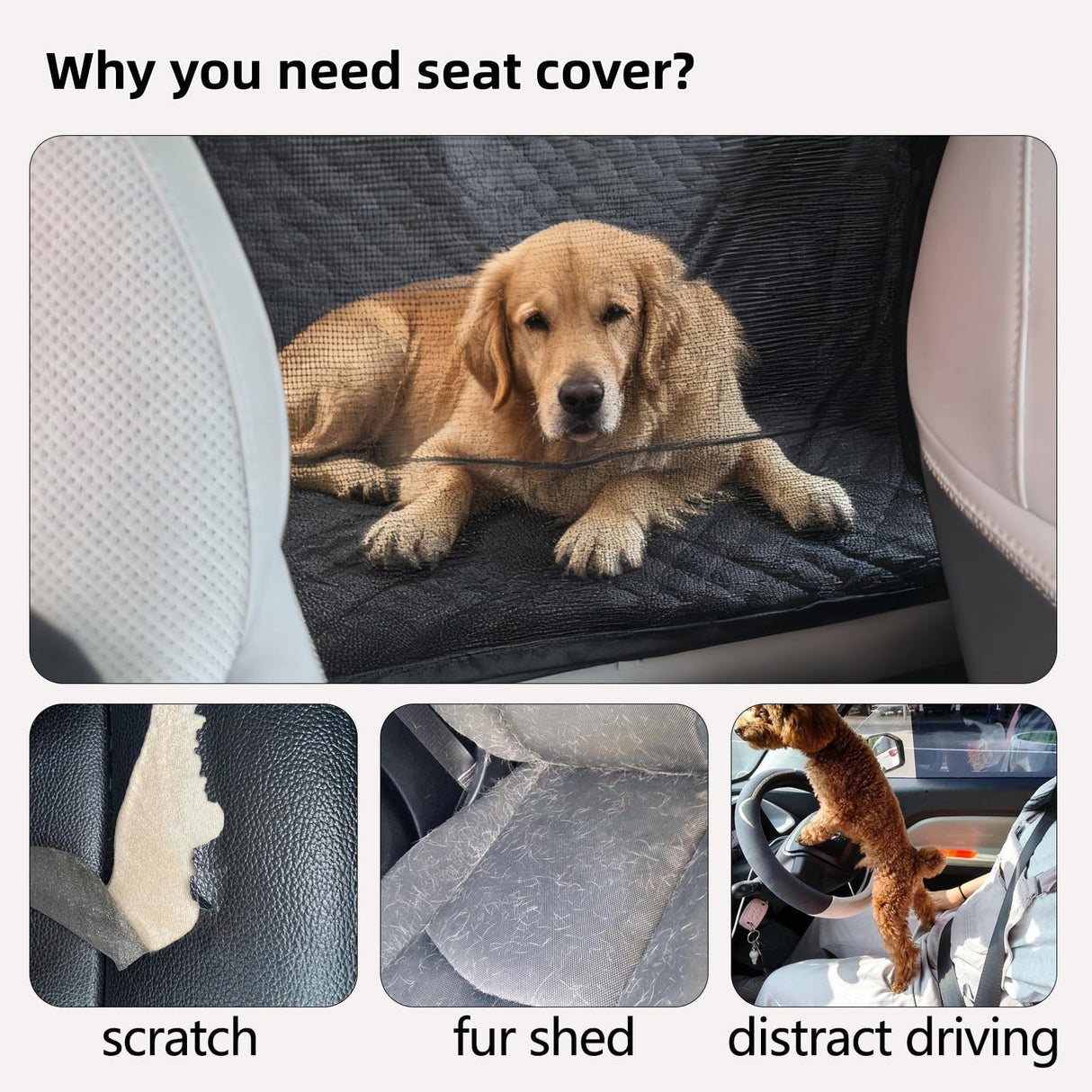 Pigirdle Back Seat Extender for Dogs, Hard Bottom Car Seat Cover for Dogs, Dog Hammock for Car/SUV with Mesh Window & Side Flaps