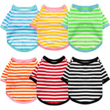 Geyoga 6 Pieces Dog T-Shirt Striped Cotton Breathable Spring Pet Apparel Colorful Soft Puppy Sweatshirt Clothes for Small to Medium Dogs Puppy(Light Color,M)