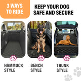 Active Pets Dog Car Seat Cover for Back Seat, Waterproof Pet Protection Hammock, SUV Truck Car Backseat Protector with Safety Features, Black
