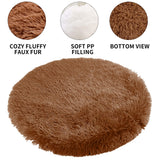 BESTORI Round Calming Dog Bed Machine Washable Warm Anti-Anxiety Pet Bed Soft Plush Cushion for Small Medium Large Dogs and Cats, Rose Red, 31.5" L x 31.5" W