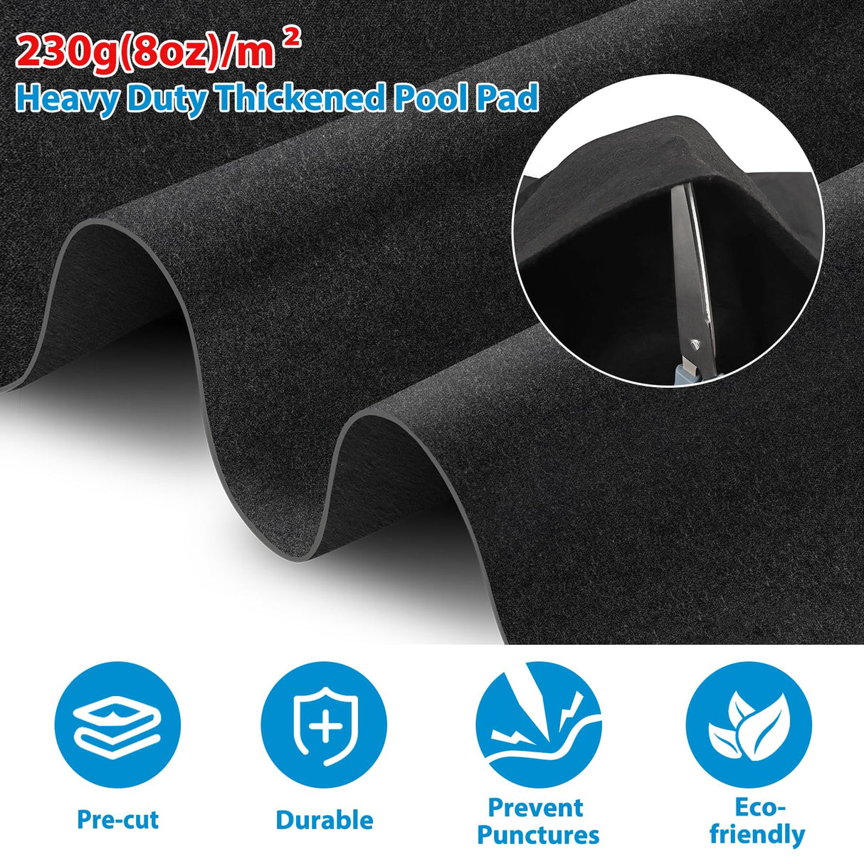 Thickened Pool Liner Pad for Above Ground Pool, 15 FT Round Under Pool Mat Padding, Pool Ground Pad Mat Under Pool for Pool Bottom, Prevent Punctures, Extend Liner Life