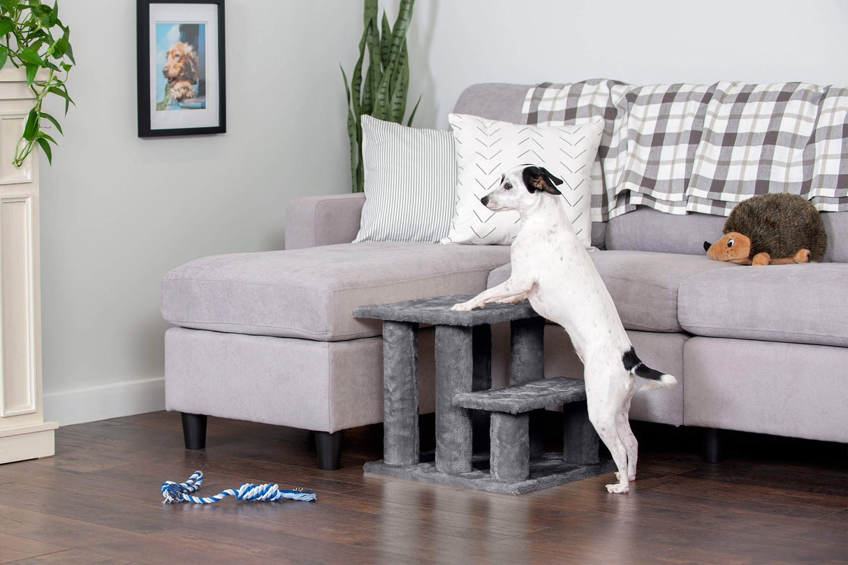 Furhaven Steady Paws Multi-Step Pet Stairs for High Beds & Sofas - Gray, 3-Step