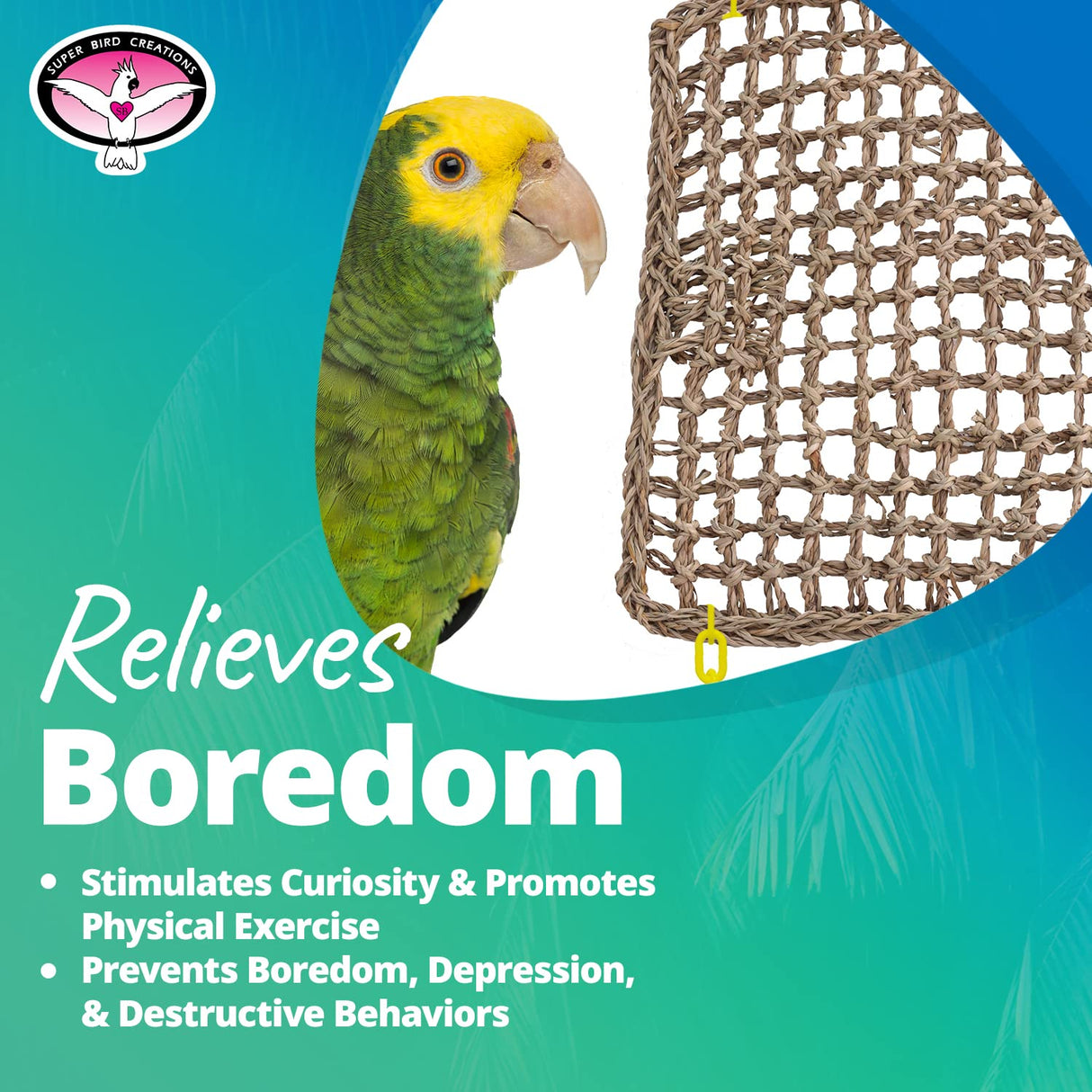 Super Bird Creations SB50008 Seagrass Mat for Cage Decor, Pet Enrichment and Boredom Relief - Versatile Toy-Making Base - Ideal for Parrots - Small to Large Birds & Reptiles - 7"x12" (3 Pack)