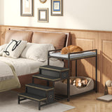 Saudism Pet Bunk Bed with Removable Stairs and 2 Drawers, Dogs/Cats Window Perch, Dog Window Seat with Soft Cushion, Ultra-Shallow Steps, Sturdy Metal Frame, Non-Slip, Load Capacity 60 LBS