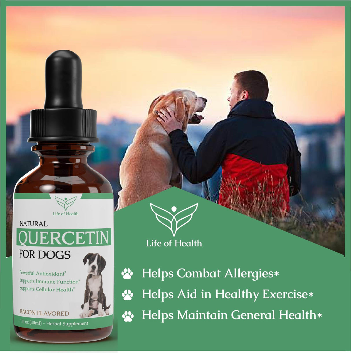 Quercetin for Dogs - Quercetin for Dogs Allergies - Supports Immune, Respiratory, Skin Health & More - Dog Allergy Support - Dog Allergy Relief - 1 fl oz