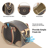 Betop House Fashion Dog Carrier PU Leather Dog Handbag Dog Purse Cat Tote Bag Pet Cat Dog Hiking Bag, Brown, Small 38 * 23 * 17cm