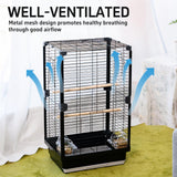 25 inch Bird Cage, Portable Travel Parrot Cage, Double-Layer Parakeet Cage, for Temporary Pet Accommodation, Trip to Vet, Short Trip, Camping, Black
