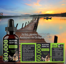 Load image into Gallery viewer, Buster's Organic Hemp Oil Large 60 Milliliters 2Pack 4Month Supply for Dogs Cats, Made in USA Omega Rich 3 6 and 9 Hip and Joint Health, Natural Relief, Calming
