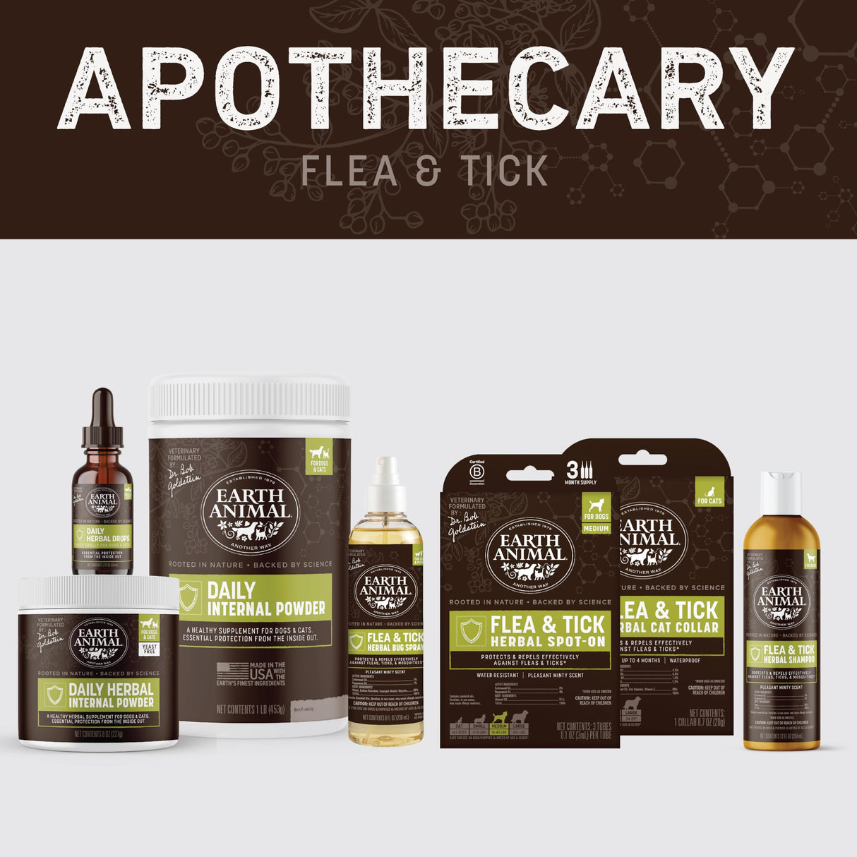 Earth Animal Apothecary Natural Flea & Tick - Herbal Spot-On for Large Dogs - 3 Applications (3 Month Supply)