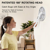 Rotating Head Electric Fly Swatter for Indoors with 16–40" Telescopic Handle, 4000V 2-in-1 UV USB Rechargeable Bug Zapper Indoor Outdoor, Fly Mosquito Zapper Killer Catcher Trap for Ceilings and Walls