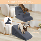 PRIMEPATIO Dog Ramp for Bed, 20" H Dog Stairs for High Bed, 2 in 1 Pet Steps for Small Dogs, 4-Step Foldable Transformable Large Cats Ramp to Get on Couch, Non-Slip Balanced, Grey