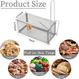 Humane Rat Trap Chipmunk Rodent Trap Mouse Trap Squirrel Trap Small Live Animal Trap Mouse Voles Hamsters Live Cage Rat Mouse Cage Trap for Mice Easy to Catch and Release (Silver,2 Pcs)