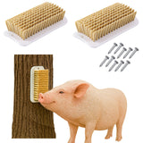 2Pcs Pig Enrichment Toy, 2-in-1 Self-Grooming and Scratch Brush for Mini Pigs, Encourages Natural Behavior, Reduces Stress, Easy Install for Pens, Barns, or Yards