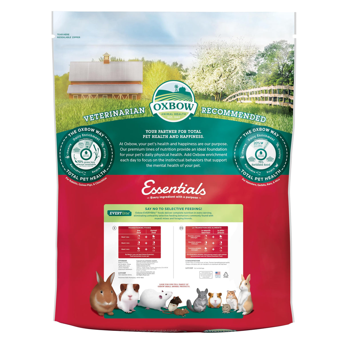 Oxbow Essentials Chinchilla Food, Made Alfalfa, Vitamin & Mineral Rich Food for Chinchillas, Small Animal Pet Pellets, Made in USA, High Fiber, 25 lb Bulk Bag