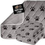 GORILLA GRIP Washable Puppy Pads, Slip Resistant Dog Crate Mat, Waterproof Cloth Pee Pad for Training Puppies in Playpen, Reusable Pet Incontinence Blanket, Protects Sofa, Furniture, 22x16 Pack of 2