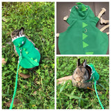 Rabbit Clothes Halloween Costume Dinosaur Harness Adjustable Hoodie for Halloween Dress Up Party Cosplay Photo Shoot for Rabbit Chinchilla Guinea Pig Kitten Puppy Small Animal (M (Chest:11"-16"))