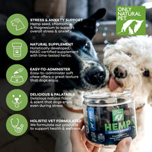 Load image into Gallery viewer, Only Natural Pet - Natural Hemp Soft Chew Bites for Dog Stress &amp; Anxiety Relief - L-Theanine, Chamomile &amp; Lemon Balm - Calming Chews for Dogs - 60 Count
