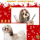 Weewooday 70 Pcs Dogs Hair Holiday Dog Bows Bowtie with Rubber Band Pet Hair Accessories Puppy Bowknot Topknot Pet Grooming Bow for Holiday Christmas Small Puppy Decor(Classic Style)