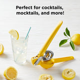FreshForce Lemon Squeezer Citrus Juicer, Manual Hand Press with Dual-Gear Power for Maximum Juice Extraction, Durable, Yellow