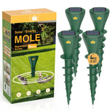 Mole Repellent for Lawns, Solar Powered | Patent Screw-Shape-Stake Design | IP65 Waterproof, Varying Sonic and Vibration to Expel Mole Gopher Snake Vole, for Lawn Garden & Yard(4pcs)
