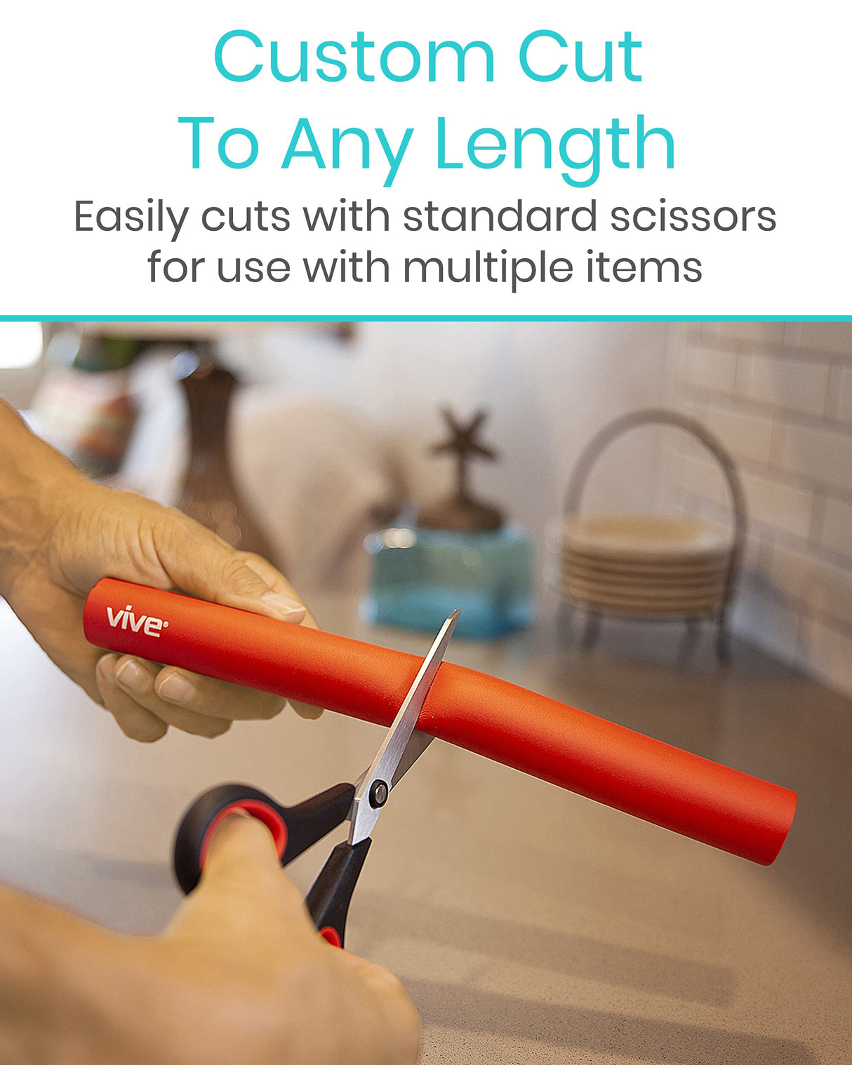 Vive Foam Tubing (9 Pack) - Utensil Padding Grips - Spoon, Fork Round Hollow Medical Closed Cell Tube - Cut to Length - Provides Wider, Larger Grip Pipe Tool for Dexterity, Disabled, Elderly