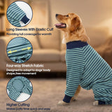 IECOii Ultra Soft Dog Pajamas, 4-Way Stretch Dog Onsie Pajamas for Small Dogs, Striped Long Sleeve Pjs Warm Pet Sleepwear for Cool to Cold Weather, Anti-shedding Full Coverage Thermal Doggy Jammies, M