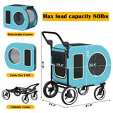 kepptory Dog Stroller with Large Dog House, XL Pet Stroller for 2 Small Dogs with Panoramic Sunroof, Adjustable Handle, Storage Organizer and Sturdy Metal Frame,32.4Lx19.3Wx23.6H(House Size)