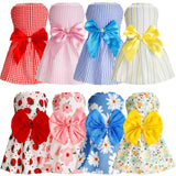 Sanwuta 8 Pieces Dog Bowknot Dresses Puppy Clothes Outfits Princess Dresses Soft Lightweight Summer Fruit Floral Pattern Pet Skirts for Girl Puppy(XX-Large)