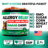 Dog Allergy Relief Chews - Dog Itch Relief - Probiotics, Omega 3 Fish Oil + Colostrum - Itchy Skin - Seasonal Allergies - Anti Itch Support & Hot Spots - Immune Health Supplement - Made in USA