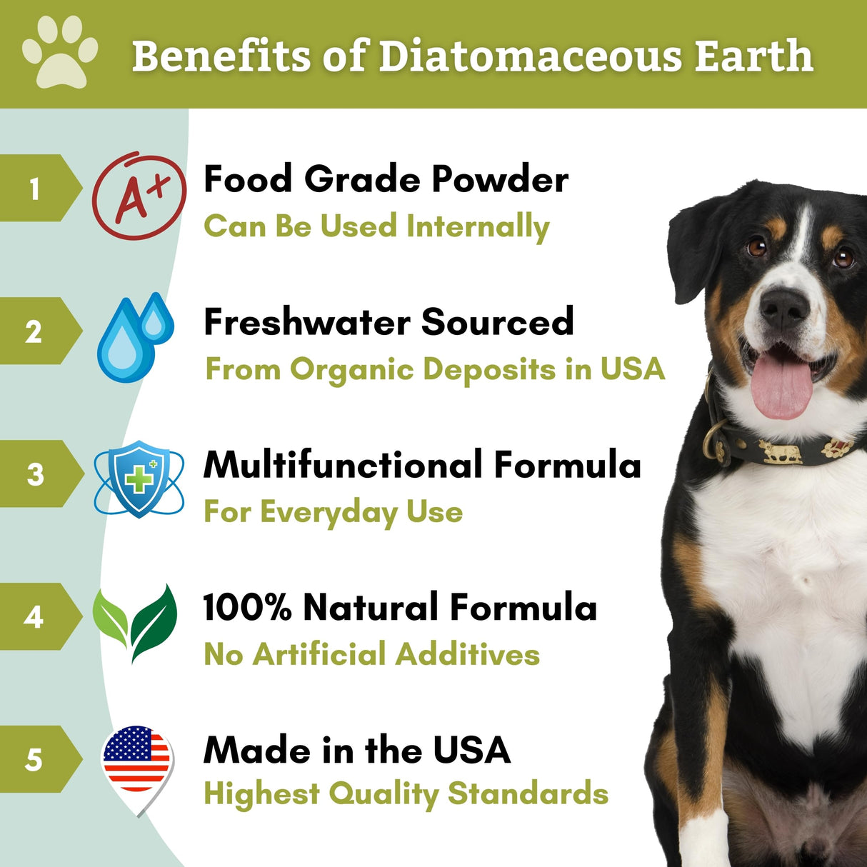 Wholistic Pet Organics Diatomaceous Earth - Food Grade for Dogs & Cats - 13 Oz - Multi Use Powder - Pet Safe Non-Chemical Freshwater Sourced Silica Supports Overall Health - Made in USA - 105 Scoops