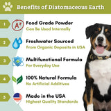Wholistic Pet Organics Diatomaceous Earth - Food Grade for Dogs & Cats - 13 Oz - Multi Use Powder - Pet Safe Non-Chemical Freshwater Sourced Silica Supports Overall Health - Made in USA - 105 Scoops