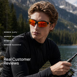 XVXV 3 Pack Polarized Sports Sunglasses for Men, UV Protection Half Frame Sunglasses Comfortable for Running Cycling Driving