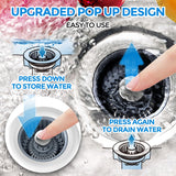 2 Pack Sink Drain Strainer, Sink Stopper, 3 in 1 Stainless Steel Kitchen Sink Drain Strainer with Anti-Clogging Basket, Fit US Standard 3-1/2 Inch Drain Hole