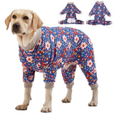LovinPet Pit Bull Pajamas Large Dogs PJS - Tiger Garden Blue and Pink Print/Lightweight Stretchy Knit Big Dog Pullover Jammies, Large Breed Dog Pajamas, Pet PJ's/XXL