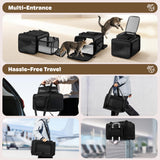 Top and 2 Sides Expandable Cat Carrier 18x11x11, TSA Airline Approved Dog Carriers for Small Dogs, Soft-Sided Pet Carrier with Self-Locking Zippers for Kitten,Rabbit, Puppy, Guinea Pig Black