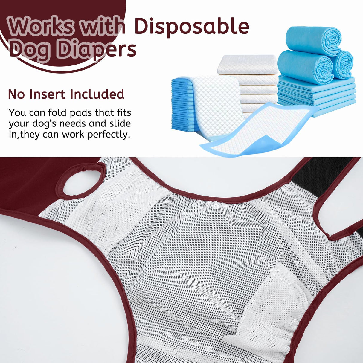 Leletail Dog Diapers Female Reusable Washable Period Diaper with Suspender,Adjustable Dog Panties Anti-Harassment, Doggie Diapers for Incontinence, Heat Cycles, or Senior Dogs（XS-XL